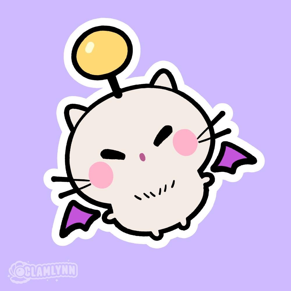 Moogle, Vinyl Glossy Hand Cut Sticker