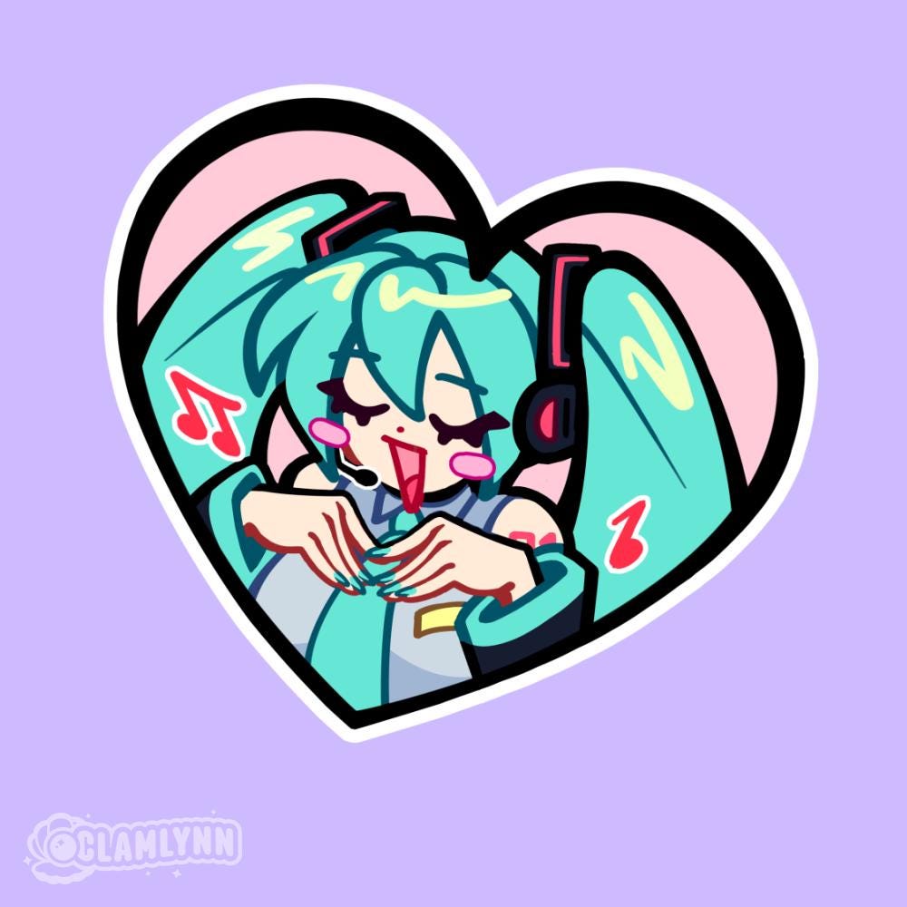 Miku Teto Vocaloid, Vinyl Glossy Hand Cut Sticker
