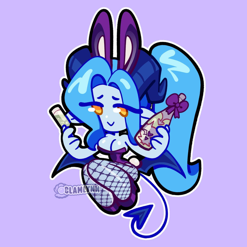 New Years Succubus Demon OC Glossy Vinyl Stickers