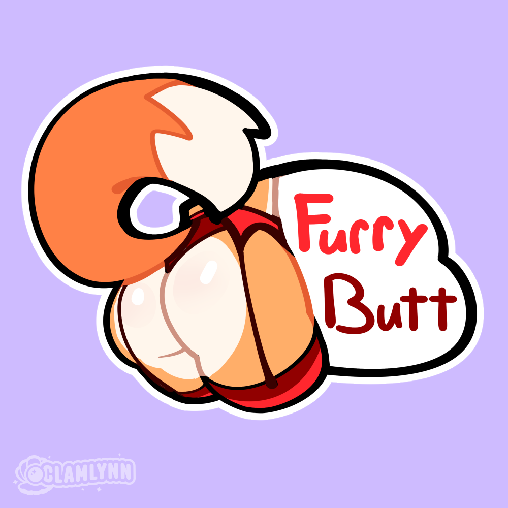 Furry But, Vinyl Glossy Hand Cut Sticker