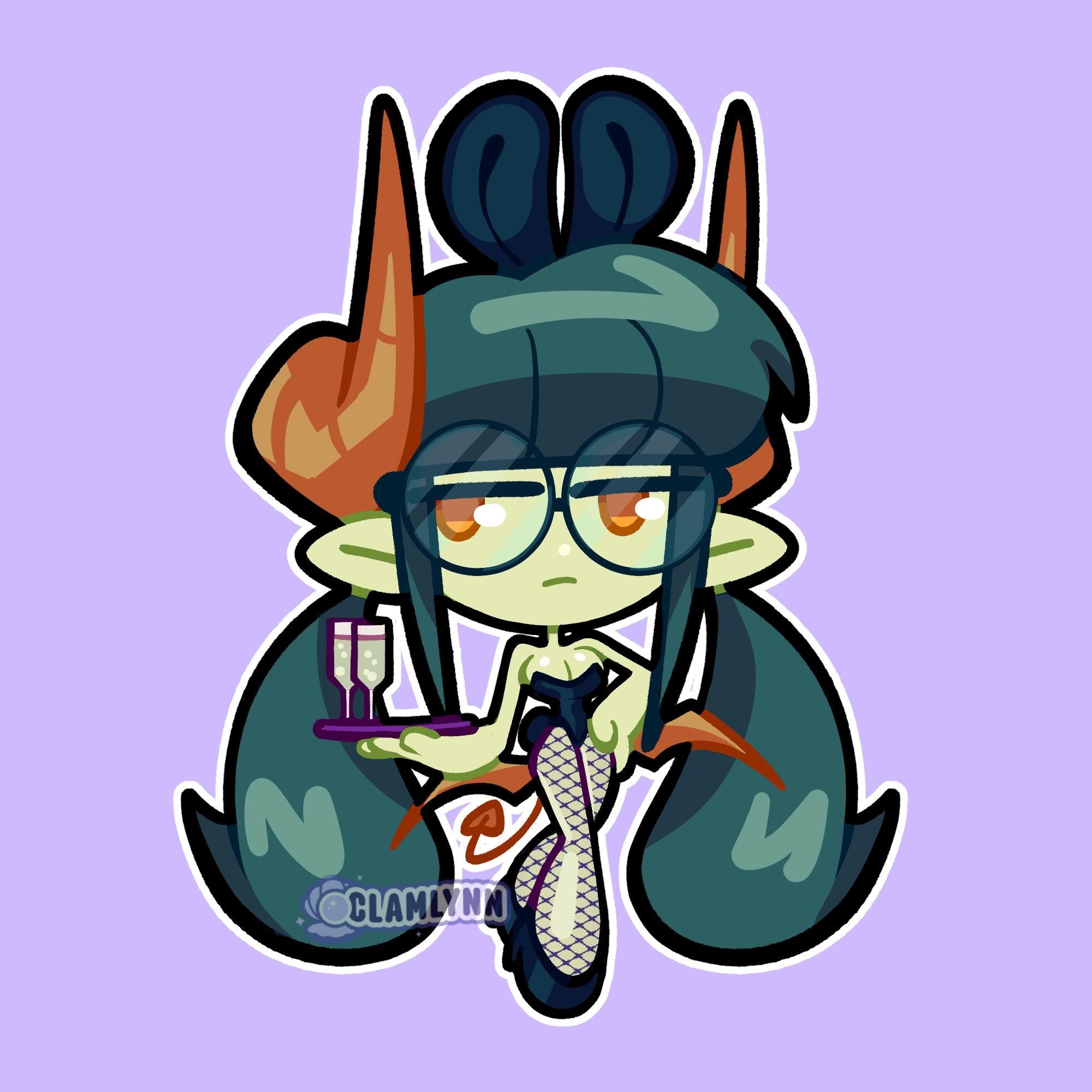 New Years Succubus Demon OC Glossy Vinyl Stickers