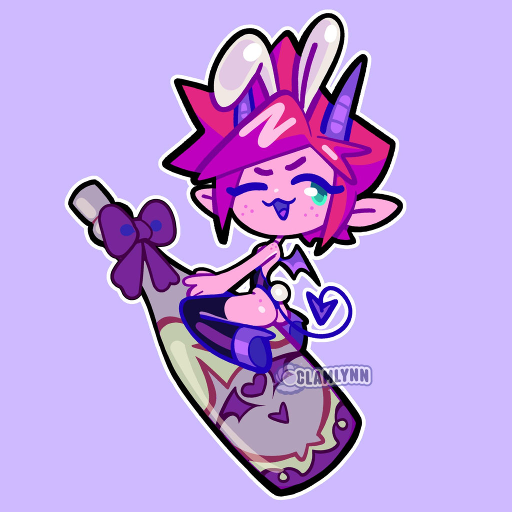 New Years Succubus Demon OC Glossy Vinyl Stickers